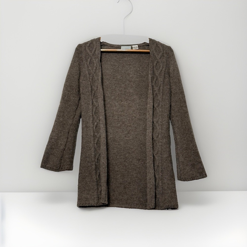 Laura Clement Alapaca Wool Cardigan Sweater Neutral Tan Minimal Women's Small
